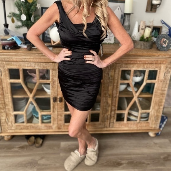 Express Satin Black Mini Dress - Picture 1 of 15